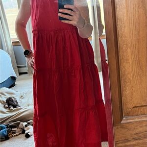 Madewell Red Tiered Midi Dress